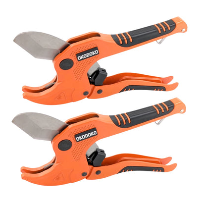 2x Ratcheting Pipe Cutters 42mm Diameter for PVC, PEX & PPR Plastic Pipe / Hoses