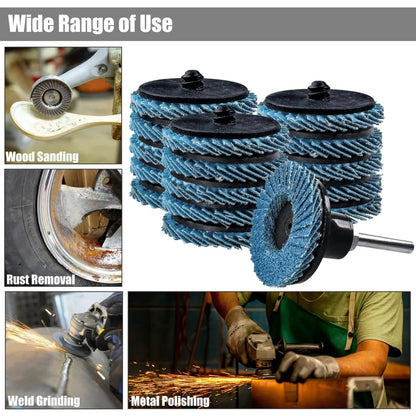 15pcs 50mm Flap Disc Kit Quick Change Sanding Wheels 40/60/80 Grit with Holder