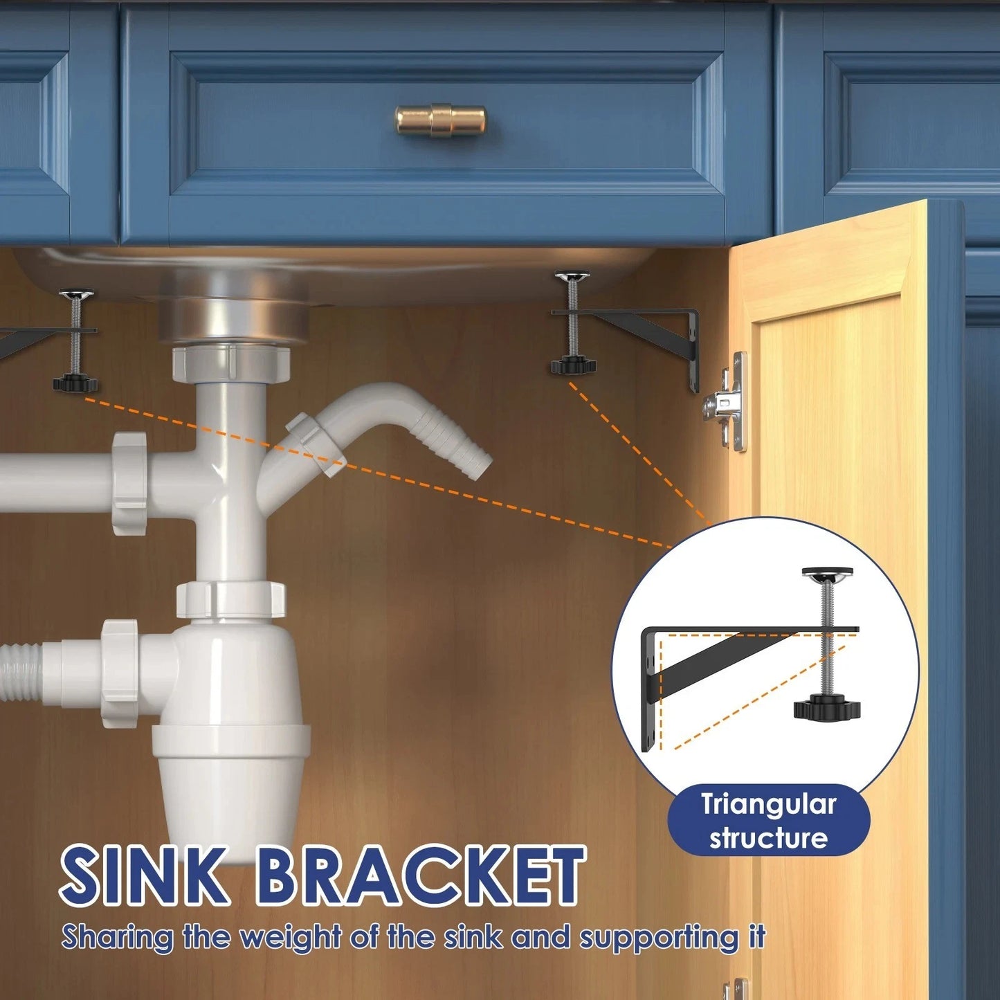 4pcs Heavy Duty Adjustable Undermount Sink Support Brackets Kit with Fixings