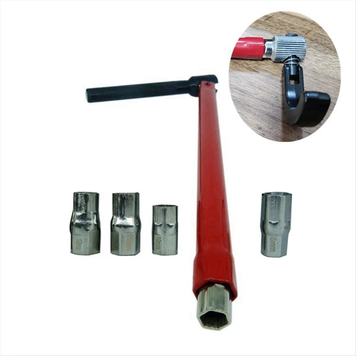 Adjustable Tap Spanner Set with 5pcs 8–12mm Box Nuts for Sink Basin Bath Plumber