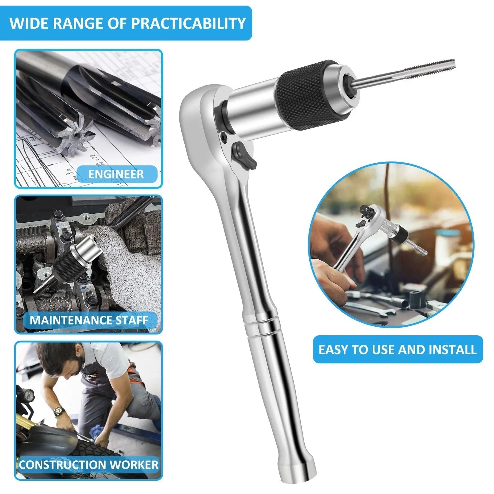 2pcs Adjustable Holder Jaws 3/8" Drive Tools for 3-12mm Tap Reamer Extractors