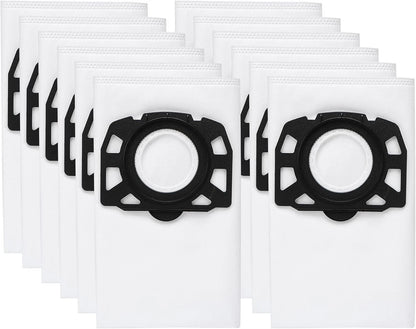 12pcs KFI 357 Filter Bags for Karcher Wet & Dry Vacuum & Carpet Cleaners Models