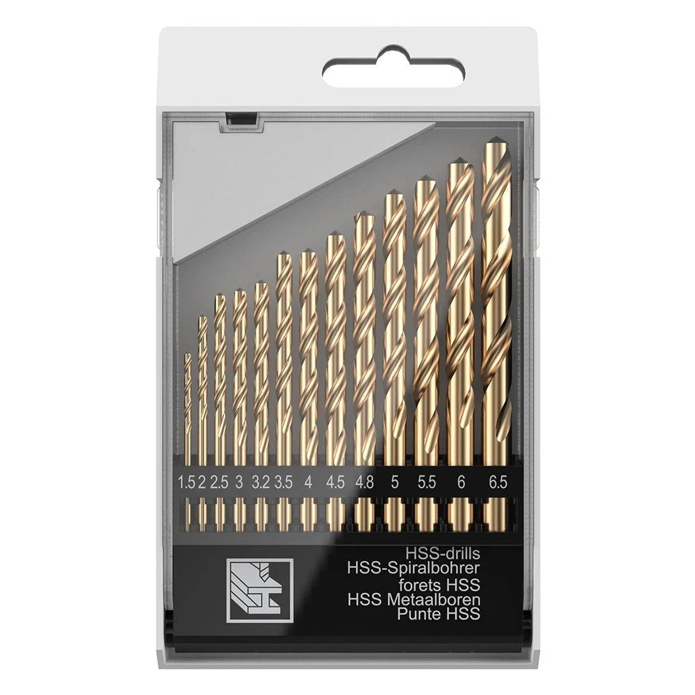 13pcs 5% Cobalt Drill Bit Set M35 HSS for Steel, Cast Iron, Metal, Wood, Plastic