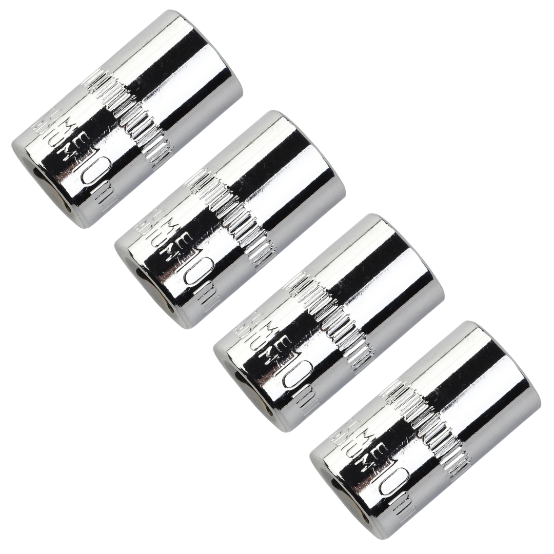 4Pcs 1/4-inch Drive 10mm Cr-V 6-Point Shallow Socket 25mm Length