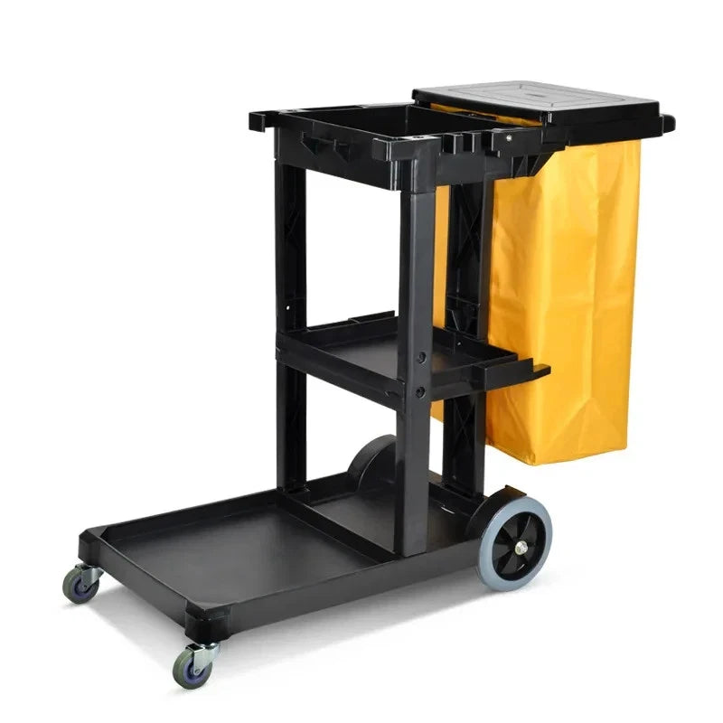 Cleaning Cart Trolley with Bag, Mop/Brush Holders & Shelves Professional Janitor