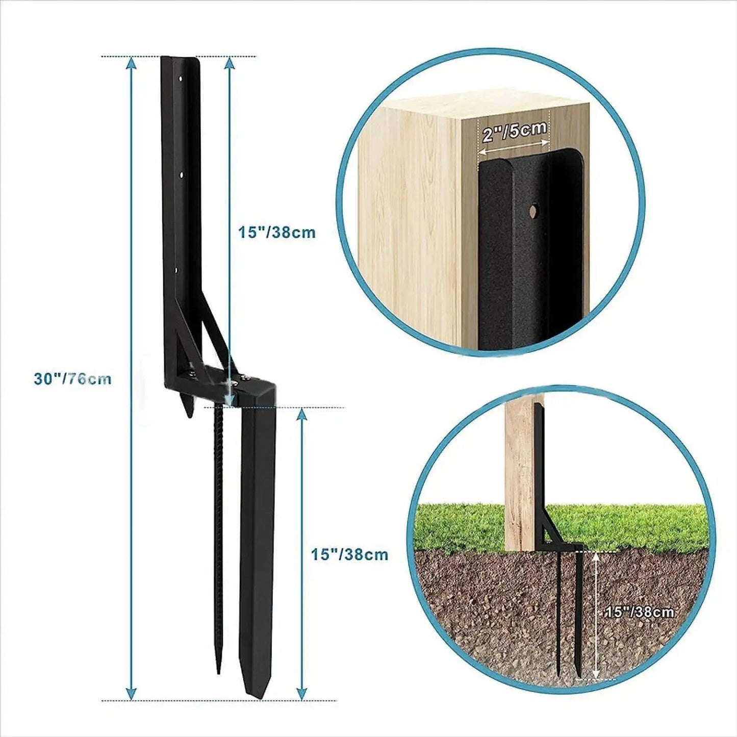 2pcs Fence Post Repair Kit Heavy Duty Fixer Anchor Ground Spike Supports