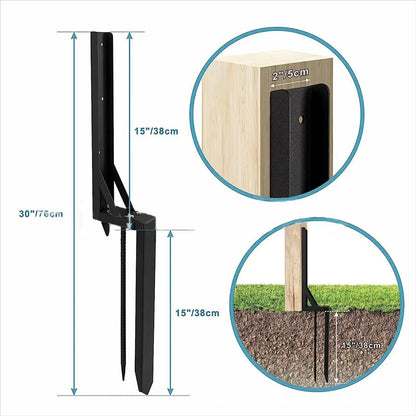 2pcs Fence Post Repair Kit Heavy Duty Fixer Anchor Ground Spike Supports
