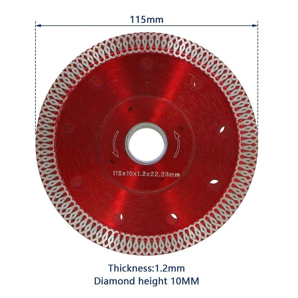 115mm 4.5" Angle Grinder Disc Thin Diamond Dry Cutting Disc Porcelain Tile Turbo