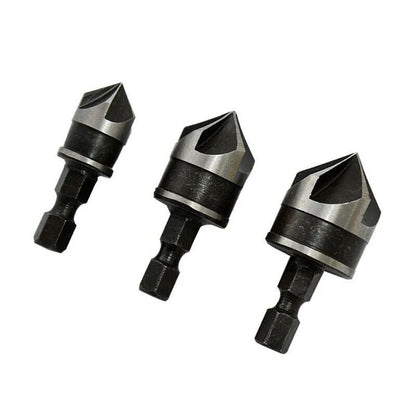 3pc 90 Degree Wood Countersink Bits Set 1/4 Inch Hex Shank ø12mm / ø16mm / ø19mm