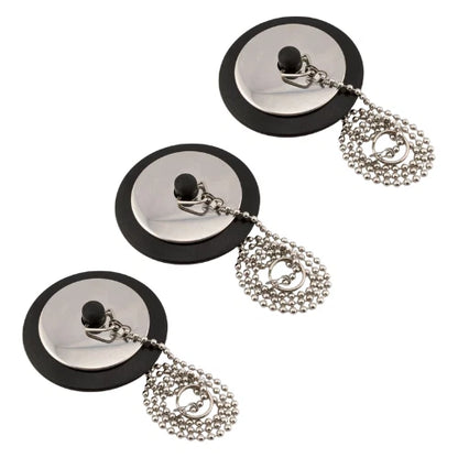 3pcs Drain Stopper 43mm Universal Bath Plug with Ball Chain and Hanging Ring