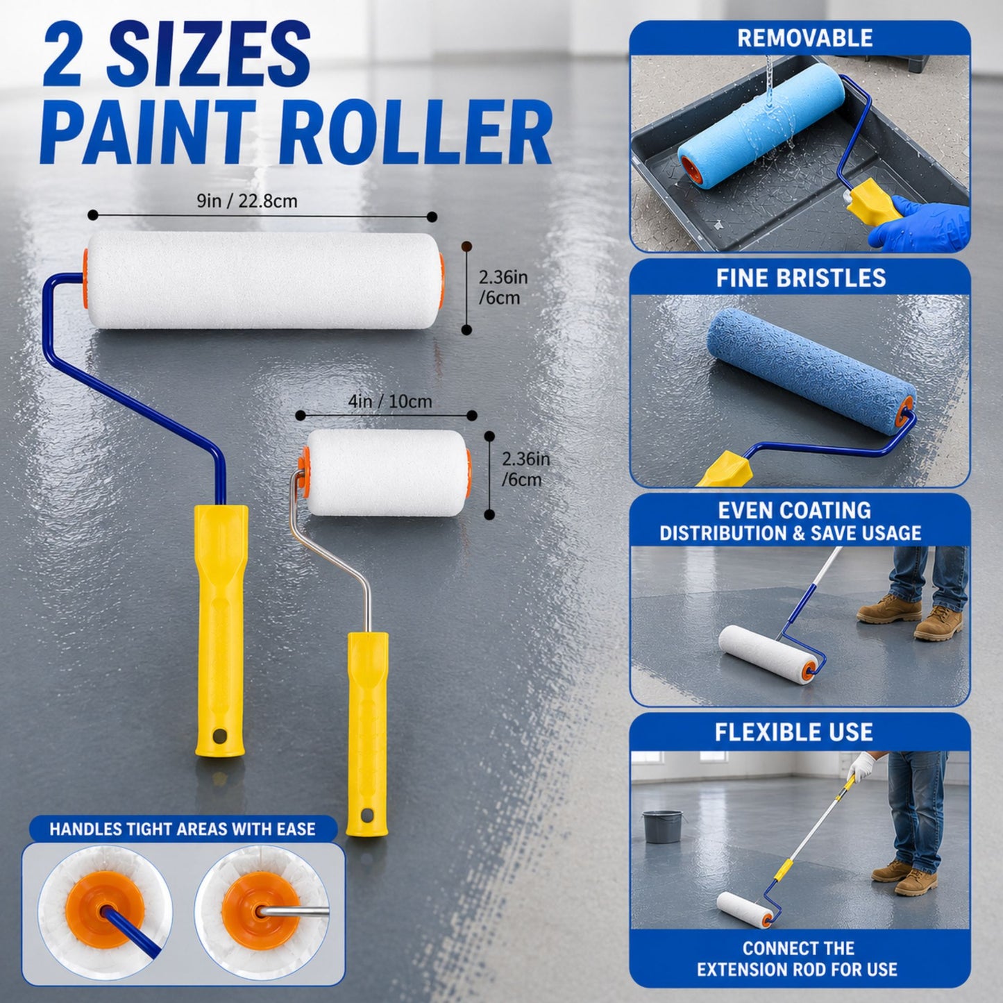 Spiked Roller Self Levelling Tools, Epoxy Floor Levelling Paint Construction Rollers, Scraper