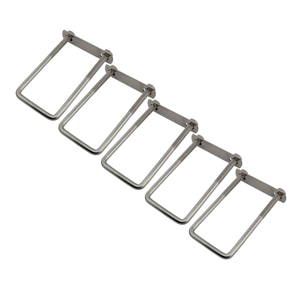 5 pack M8 square U-bolts with nuts and plates, 52mm inner width, 120mm length