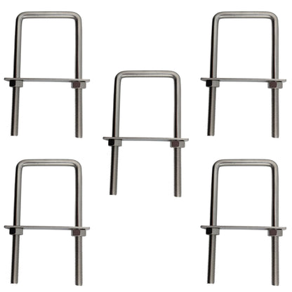 5 pack M8 square U-bolts with nuts and plates, 52mm inner width, 120mm length