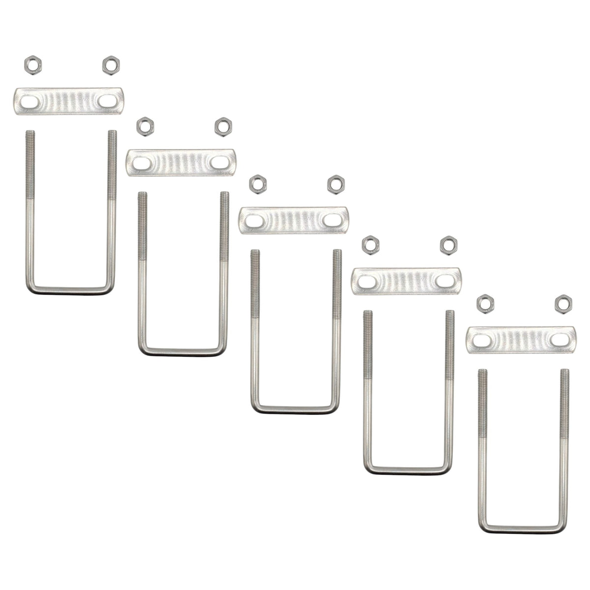 5 pack M8 square U-bolts with nuts and plates, 52mm inner width, 120mm length