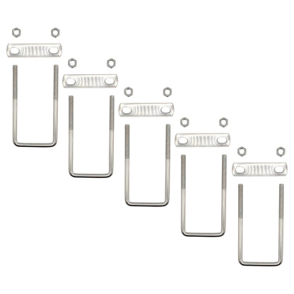 5 pack M8 square U-bolts with nuts and plates, 52mm inner width, 120mm length