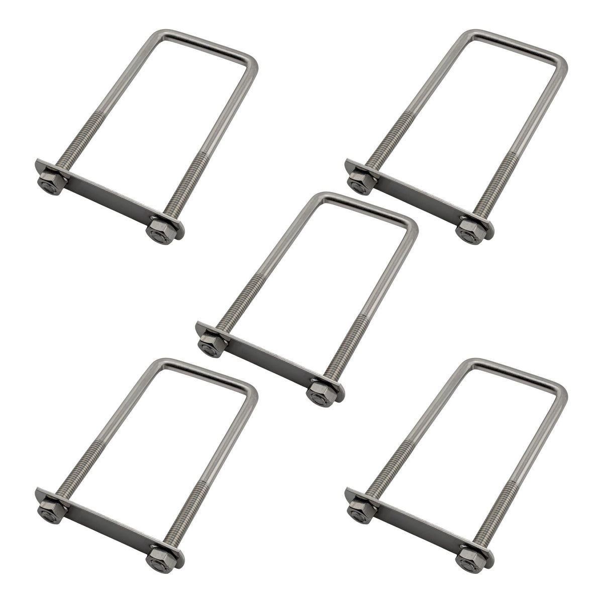 5 pack M8 square U-bolts with nuts and plates, 52mm inner width, 120mm length