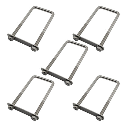 5 pack M8 square U-bolts with nuts and plates, 52mm inner width, 120mm length