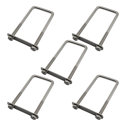 5 pack M8 square U-bolts with nuts and plates, 52mm inner width, 120mm length