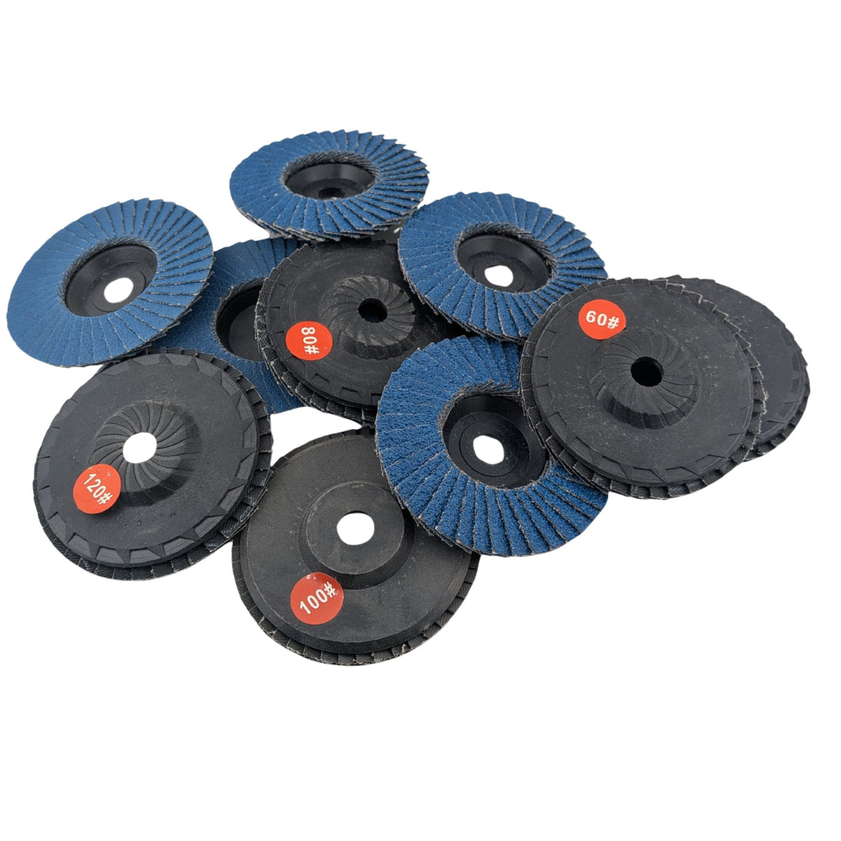 10 pack 40 to 120 grit flap discs for 76mm angle grinders