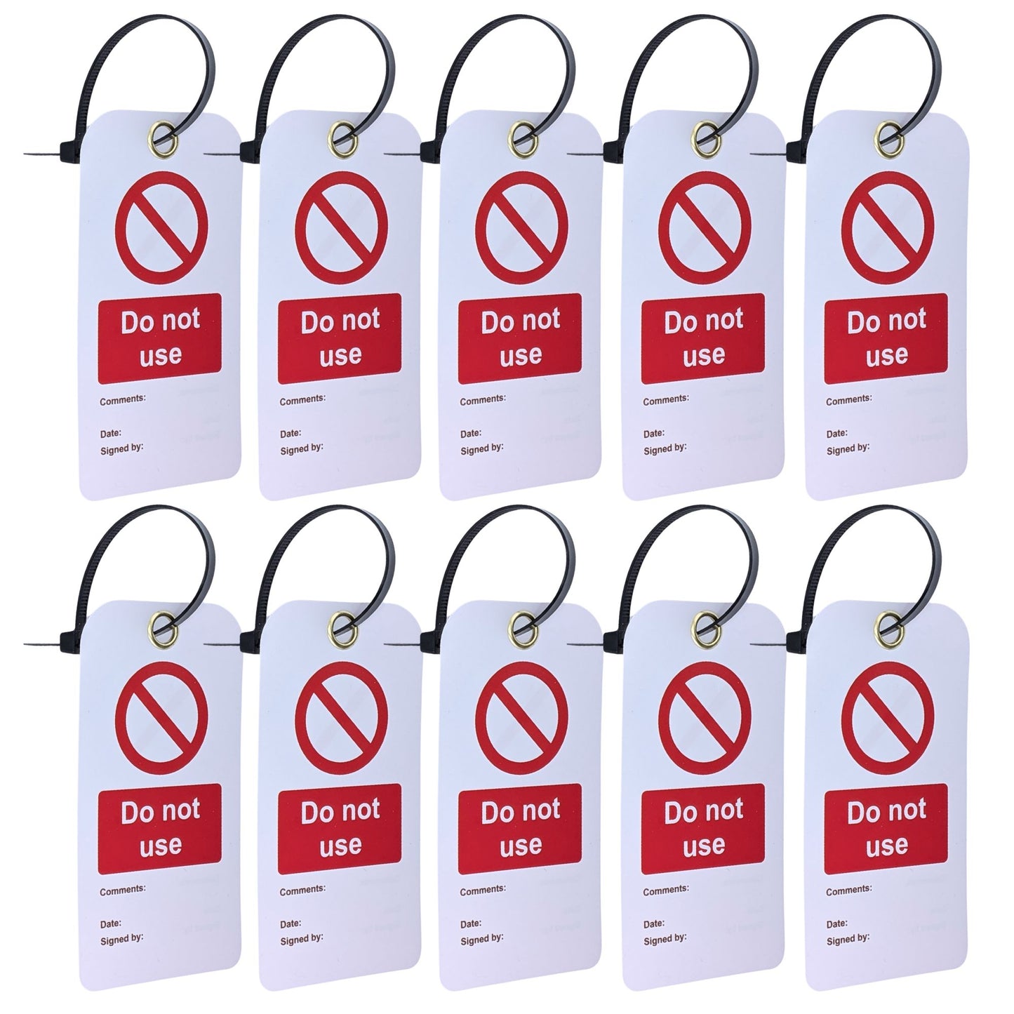 Do Not Use Tags – Set of 10 Lockout Isolation Warning Tags with Cable Ties