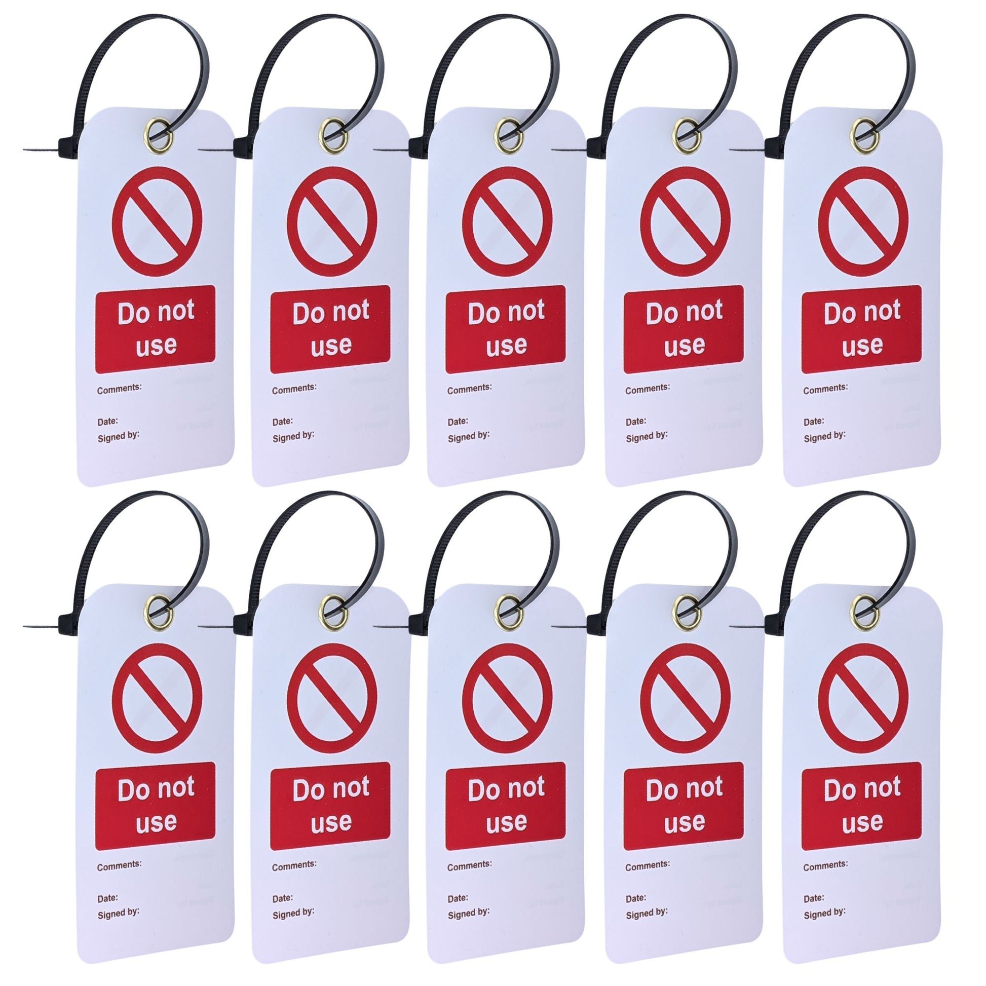 Do Not Use Tags – Set of 10 Lockout Isolation Warning Tags with Cable Ties