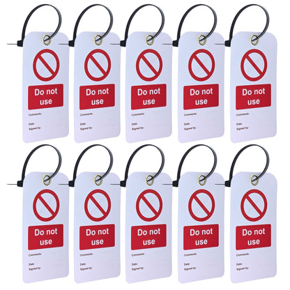 Do Not Use Tags – Set of 10 Lockout Isolation Warning Tags with Cable Ties