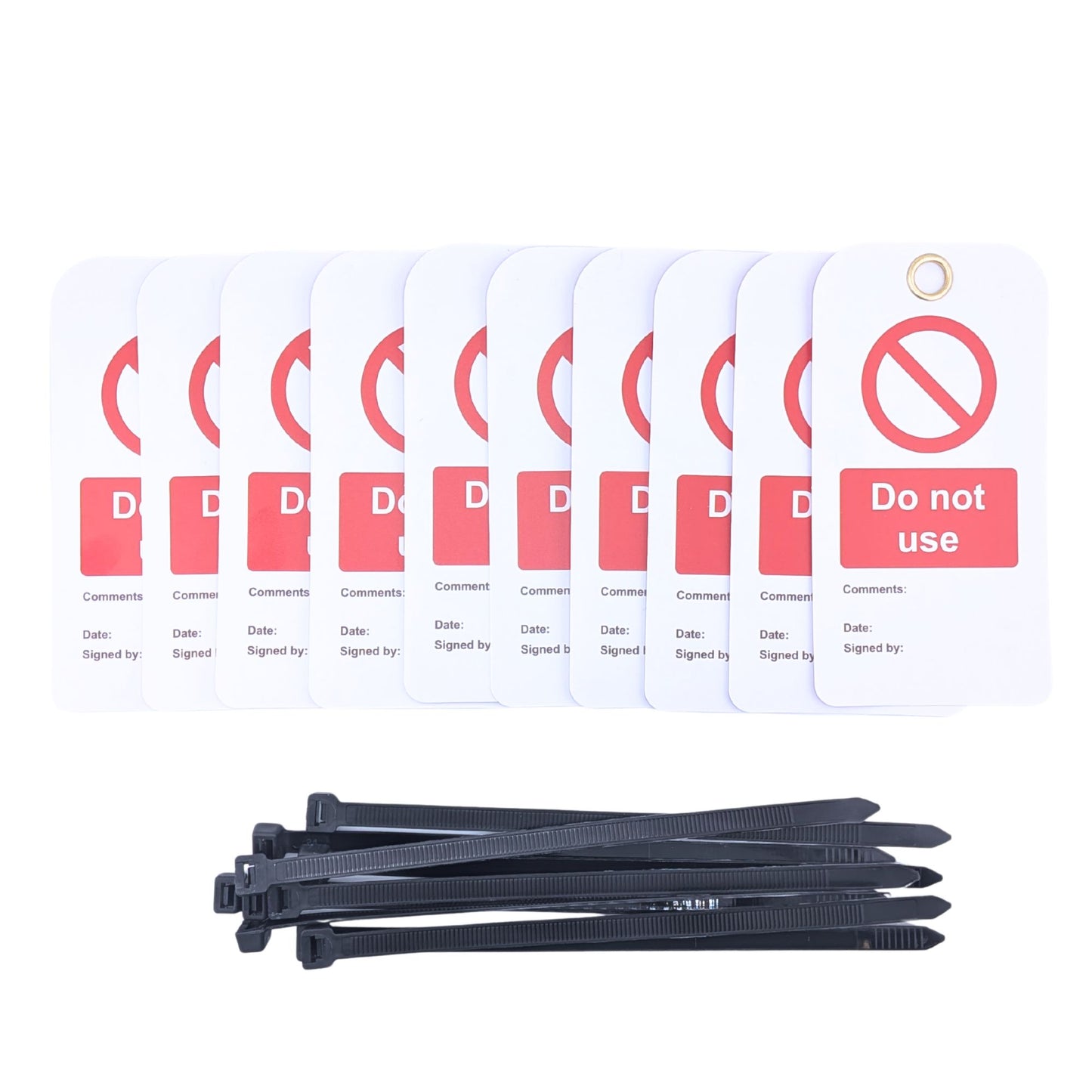 Do Not Use Tags – Set of 10 Lockout Isolation Warning Tags with Cable Ties