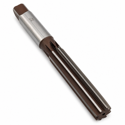 22mm H8 hand reamer, alloy tool steel, 8 straight flutes