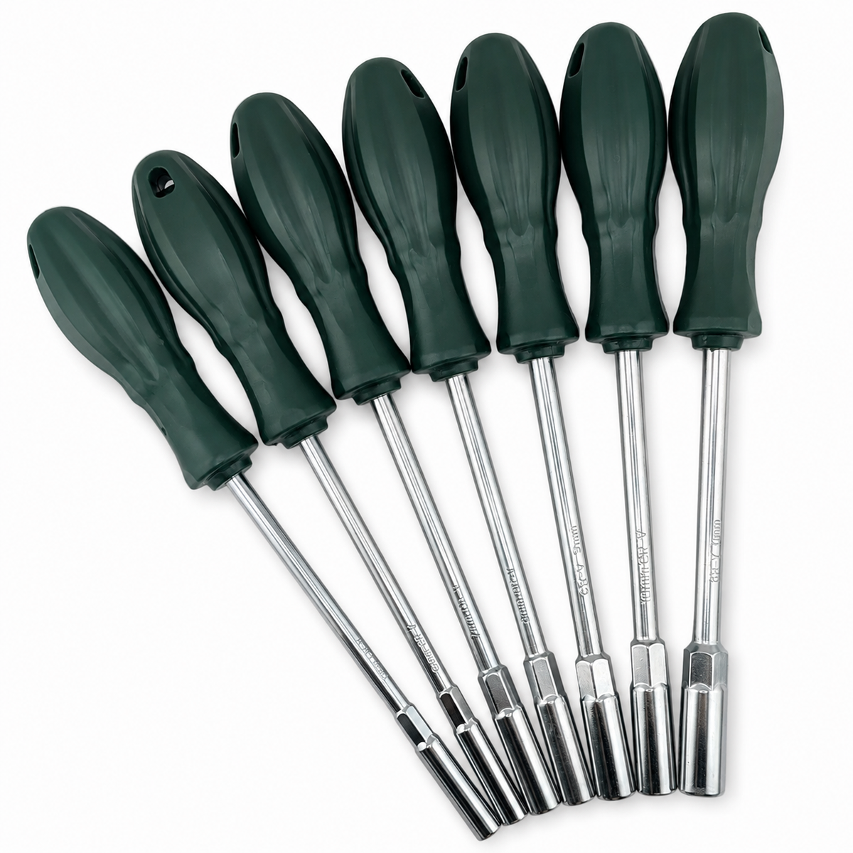 Hex nut driver set 5 to 11mm, non-magnetic, with non-slip handles