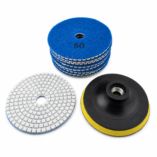 4 inch wet dry diamond polishing pad kit for concrete, marble and tile, 9 pads and backing plate