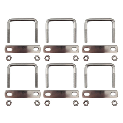 6 pack M8 square U-bolts with nuts and plates, 62mm inner width, 60mm length