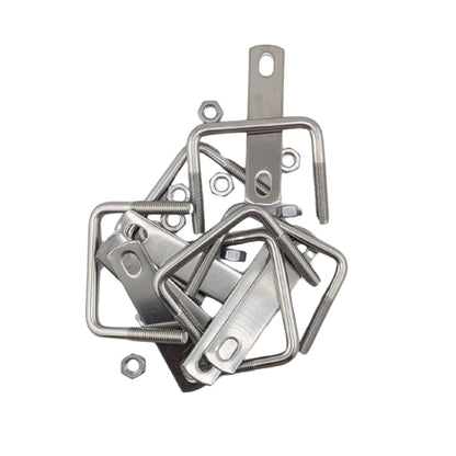 6 pack M8 square U-bolts with nuts and plates, 62mm inner width, 60mm length