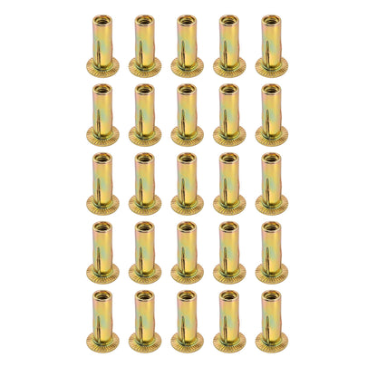 25 pack M6 multi-grip pre-bulbed zinc plated carbon steel rivet nuts
