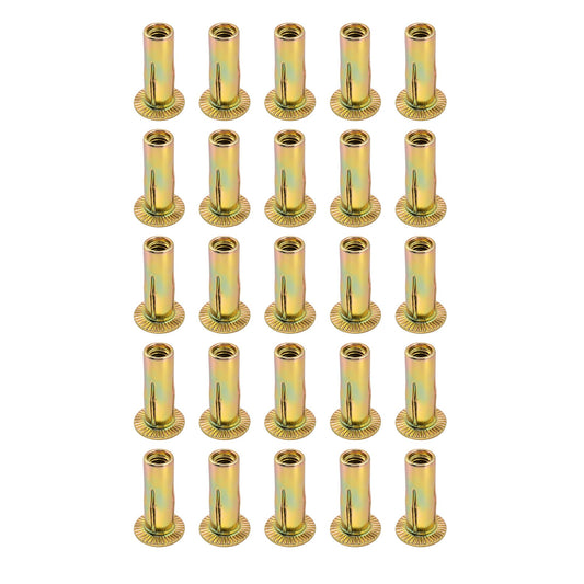 25 pack M6 multi-grip pre-bulbed zinc plated carbon steel rivet nuts