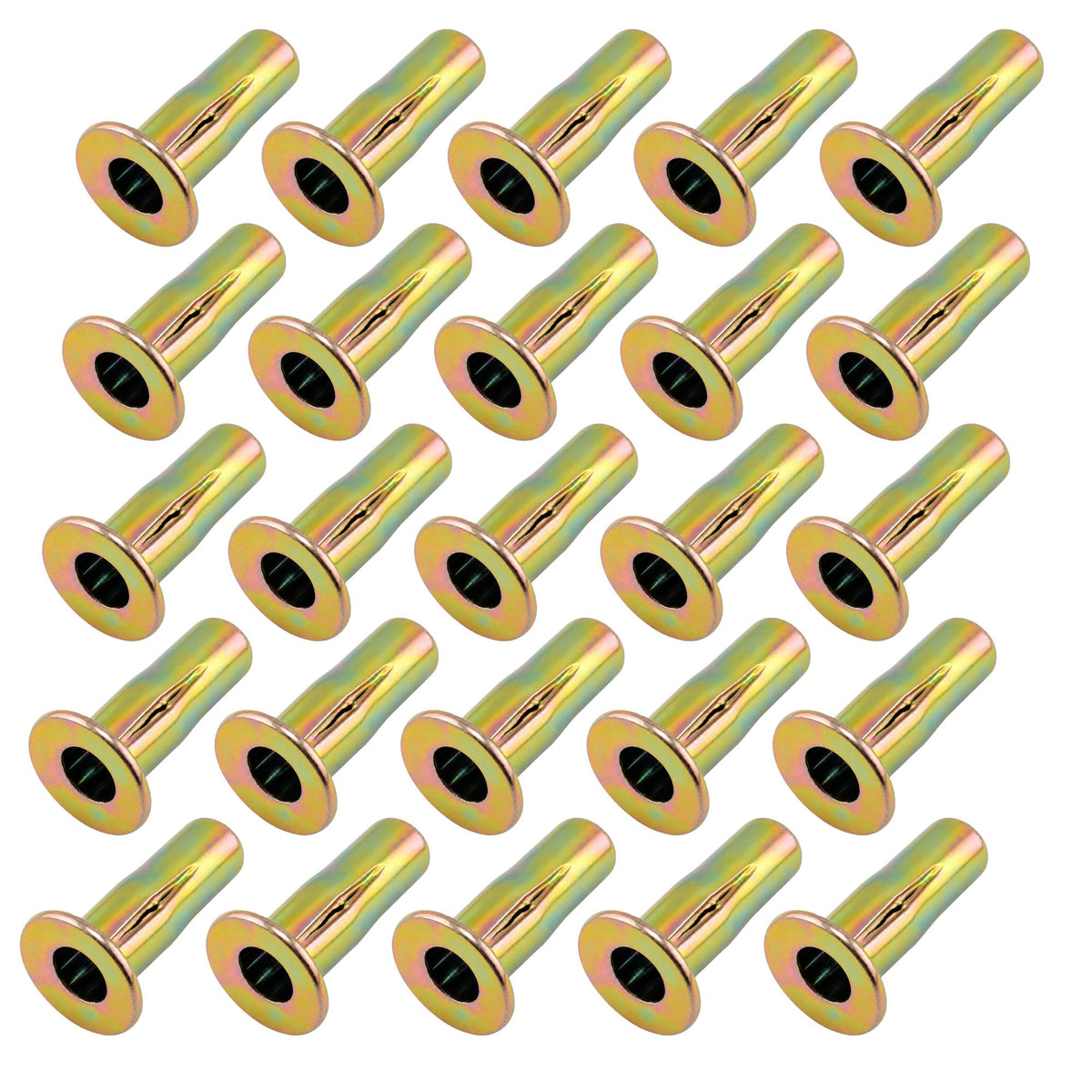 25 pack M6 multi-grip pre-bulbed zinc plated carbon steel rivet nuts