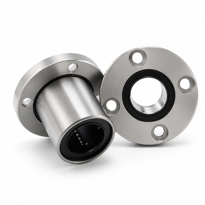 2 LM20UU round flange linear ball bearings, 20mm bore, 32mm OD, 42mm long