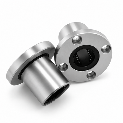 2 LM20UU round flange linear ball bearings, 20mm bore, 32mm OD, 42mm long