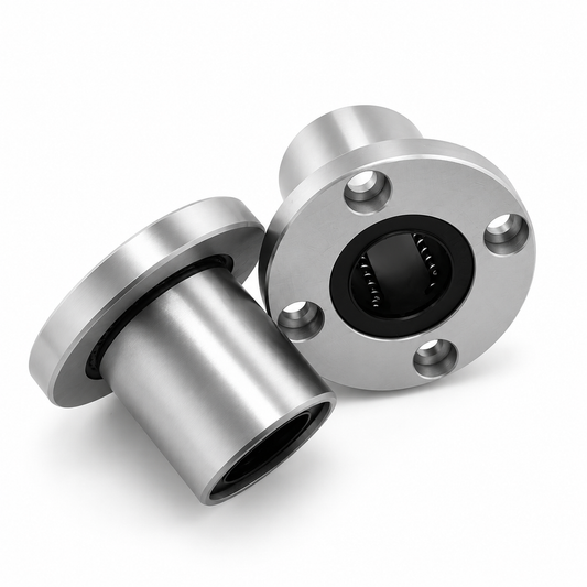2 LM20UU round flange linear ball bearings, 20mm bore, 32mm OD, 42mm long