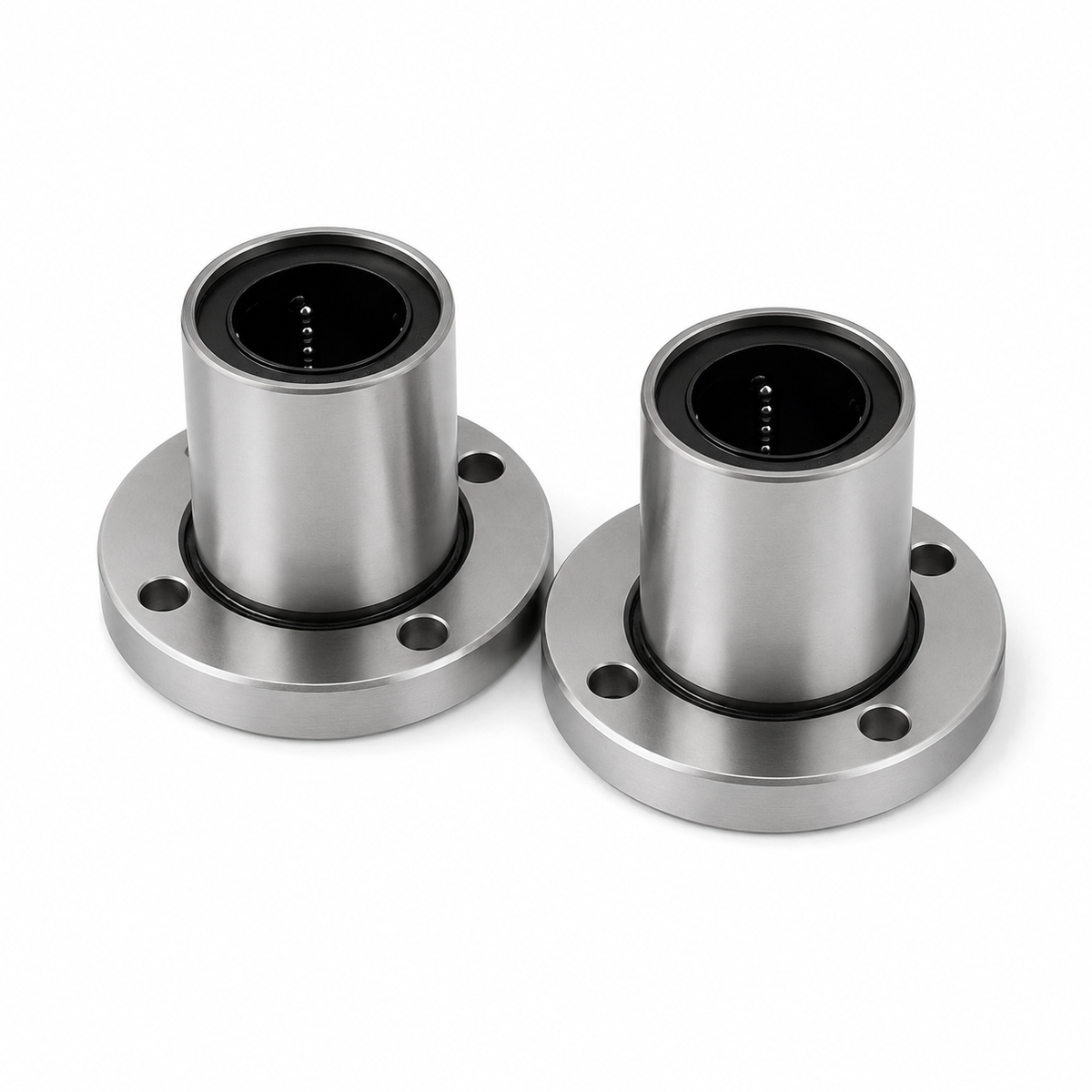 2 LM20UU round flange linear ball bearings, 20mm bore, 32mm OD, 42mm long