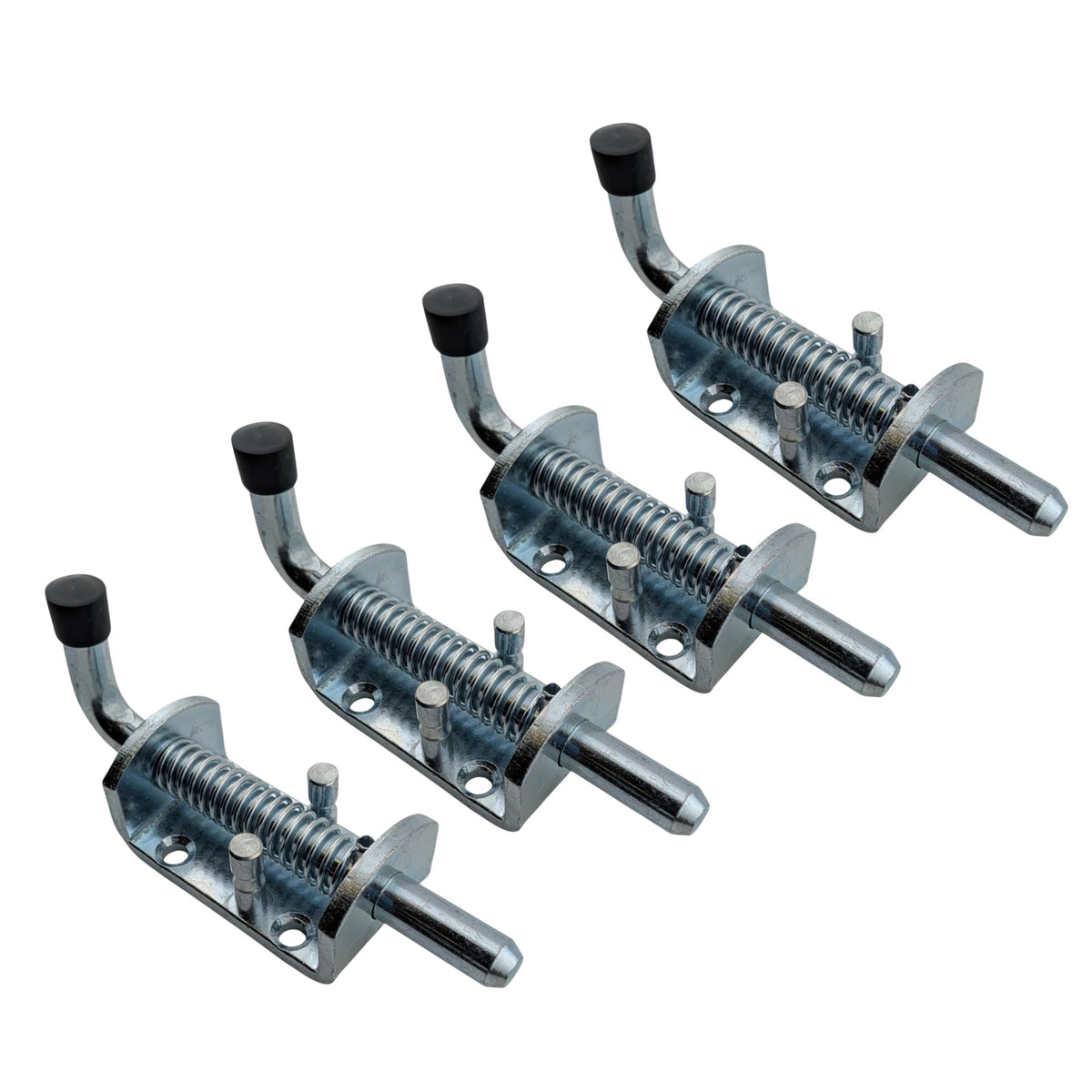 4 silver spring loaded carbon steel barrel bolt latches 12x135mm for doors