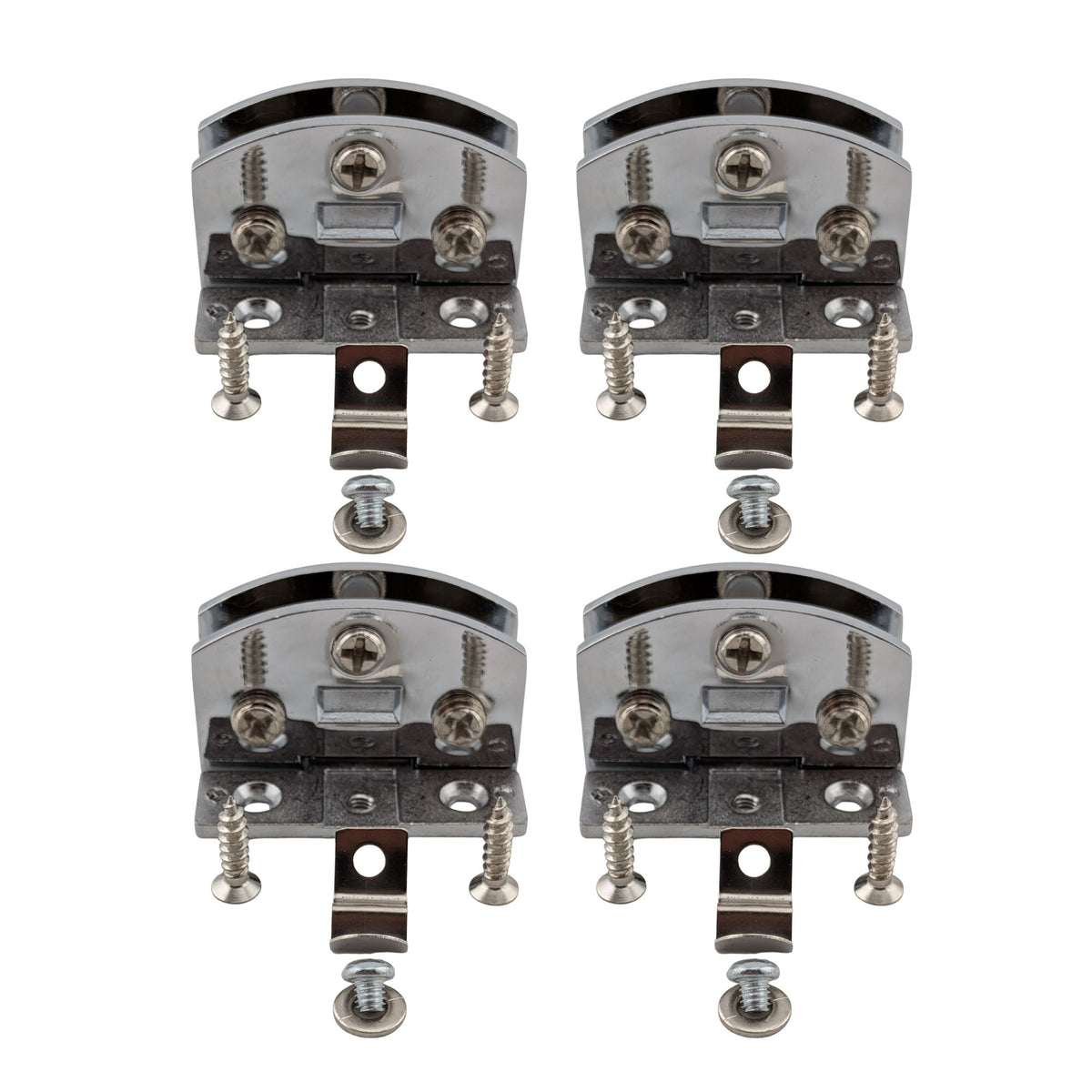4 adjustable glass door hinge clamps for shower, bathroom and cabinet doors